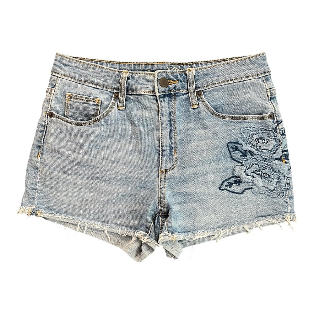 🌸 EUC UNIVERSAL THREAD High Rise Shortie Floral Embroidered Jean Shorts | Size 4